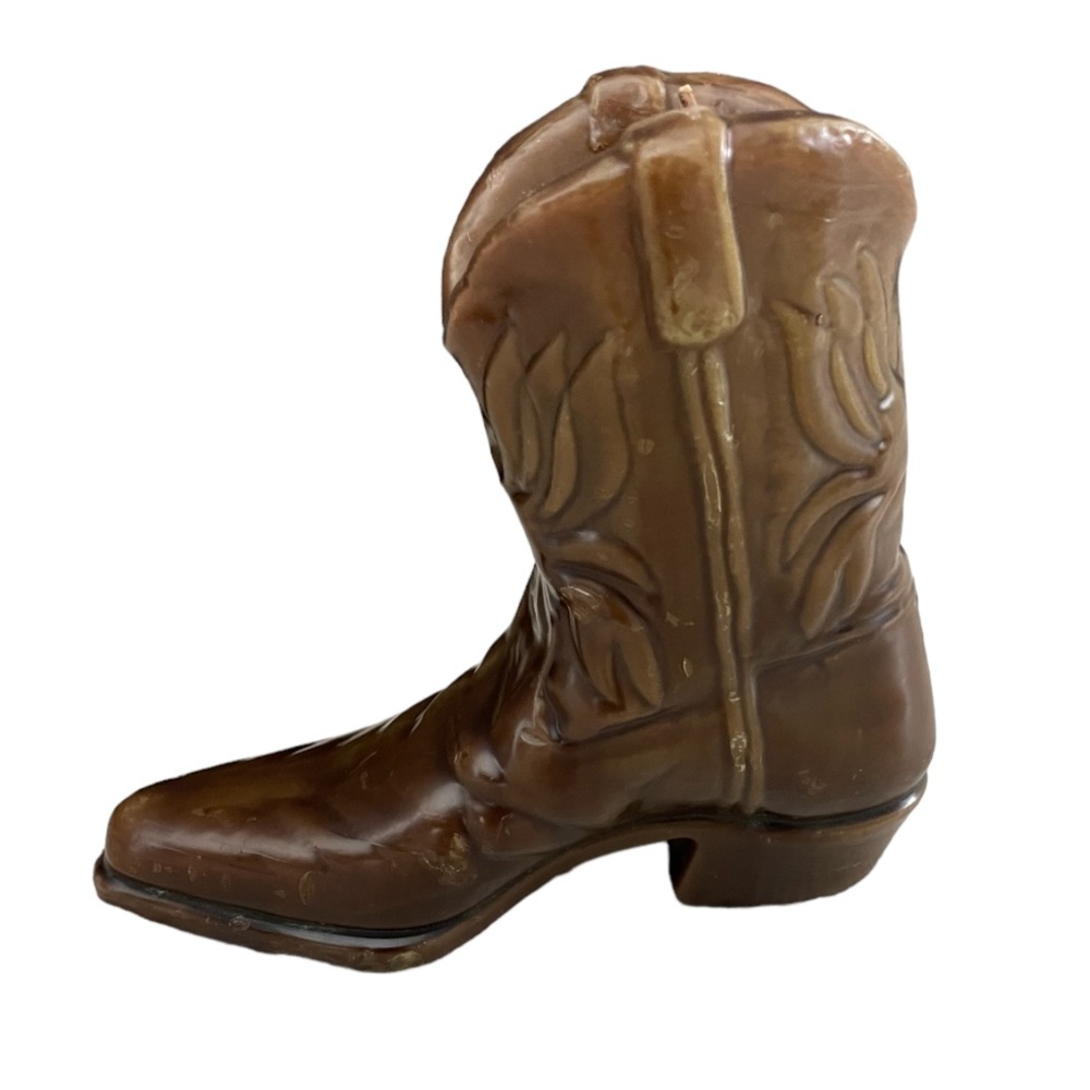6” Cowboy Boot Candle Decorative Vintage Wicks n Sticks Brown Wax